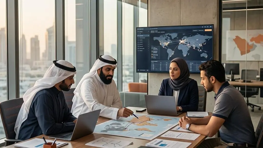 Freight forwarding professionals planning a shipment.